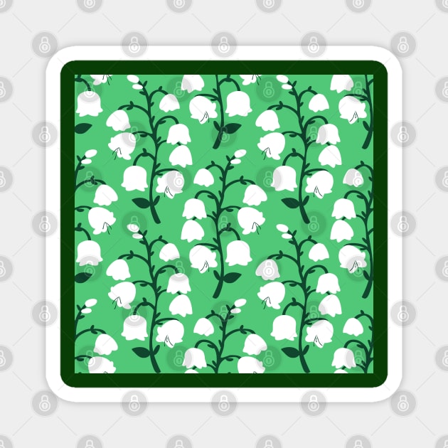 Lily of the Valley Pattern in Emerald Color Background Magnet by aybe7elf