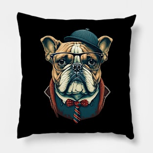 Hipster Bulldog Pillow