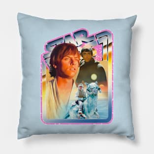 The Hero (pink starfield, chrome border) Pillow