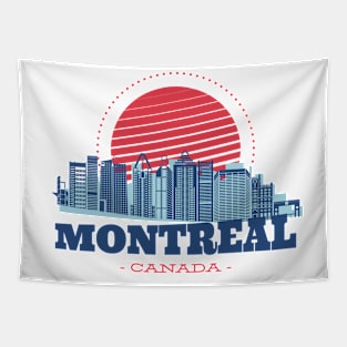 Retro Montreal, Canada Skyline Tapestry