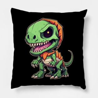 Green Scary Chibi T-Rex Isometric Dinosaur Monster Pillow