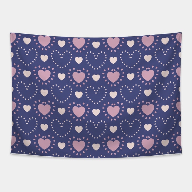 A seamless vector pattern of a heart. a textural vibe that is both contemporary and chic. A vibrant background dotted with heart symbols V.1 Tapestry by JunThara