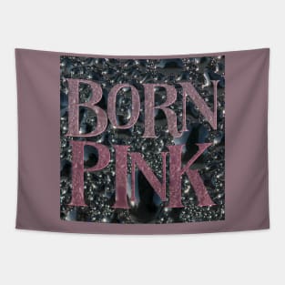 Born Pink FAN ART in Venom Droplets Pink Font Dominant - Black Background Tapestry