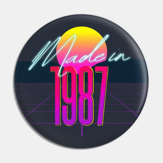 Made In 1987 ∆∆∆ VHS Retro 80s Outrun Birthday Design Pin by DankFutura