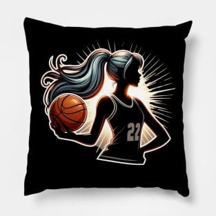 silhouette of female basketball player Pillow