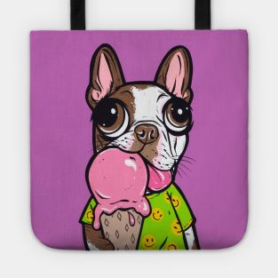 Brown Boston Terrier Ice Cream Tote