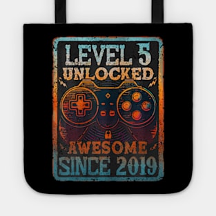 Level 5 Unlocked 5 Year Old 5Th Birthday Gamer Boys Kids Tote