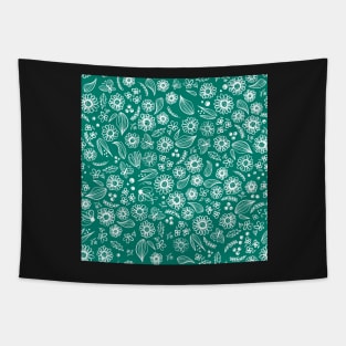 Floral Sketch Teal Tapestry