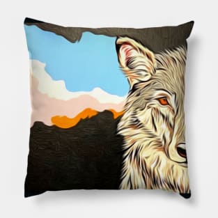 Wolf Sunset Pillow