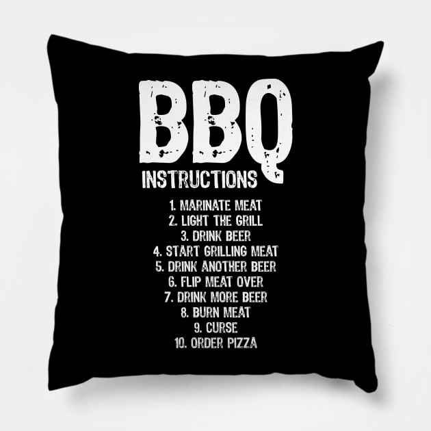 Funny BBQ Instructions Pillow by Scar