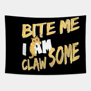 Bite me i'm Claw-some Cute Biting Cat Tapestry