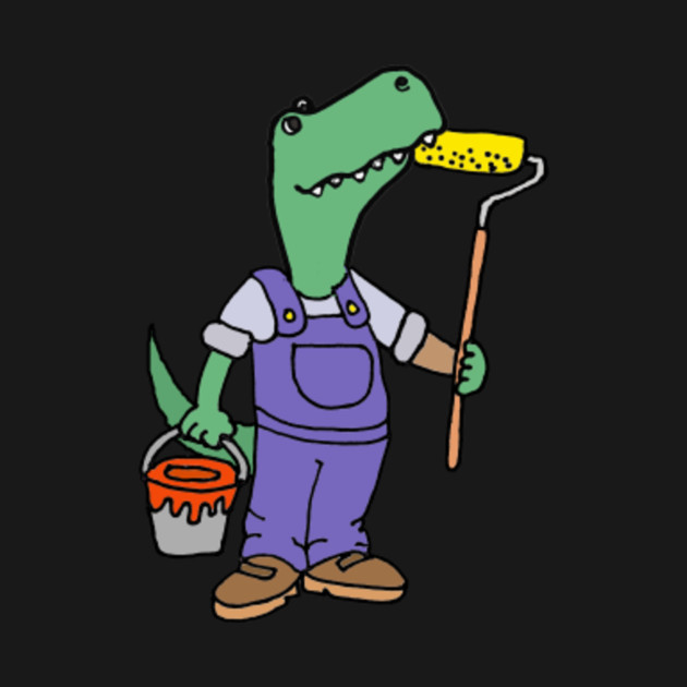Cute Green T Rex Dinosaur House Painter Painter Tank Top