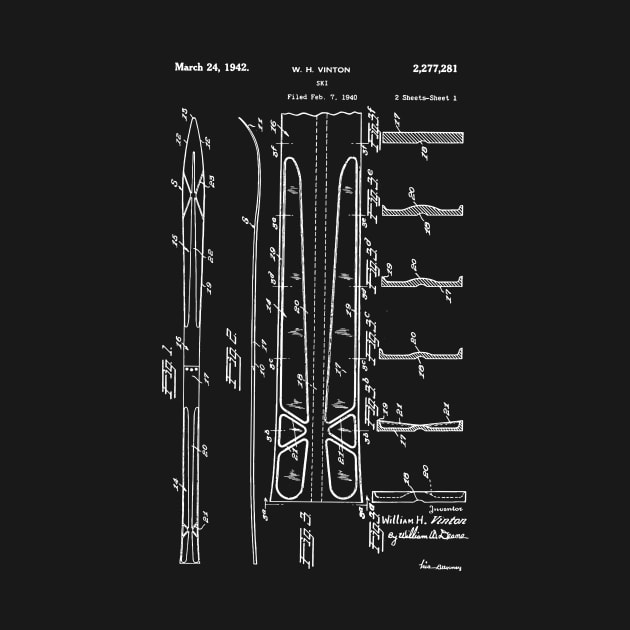 Ski Patent Ski blueprint Art, Gift for Ski Lover / ski Patent illustration by Anodyle