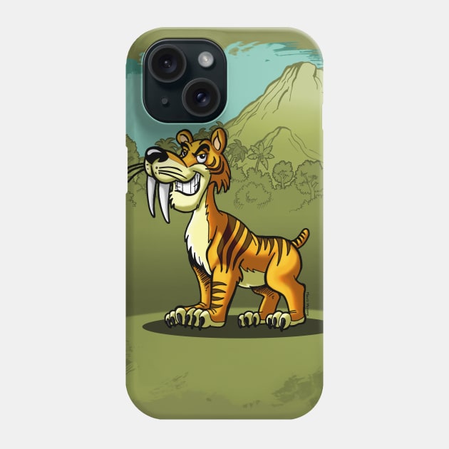 Smilodon cartoon Phone Case by Mauro_t_shirts