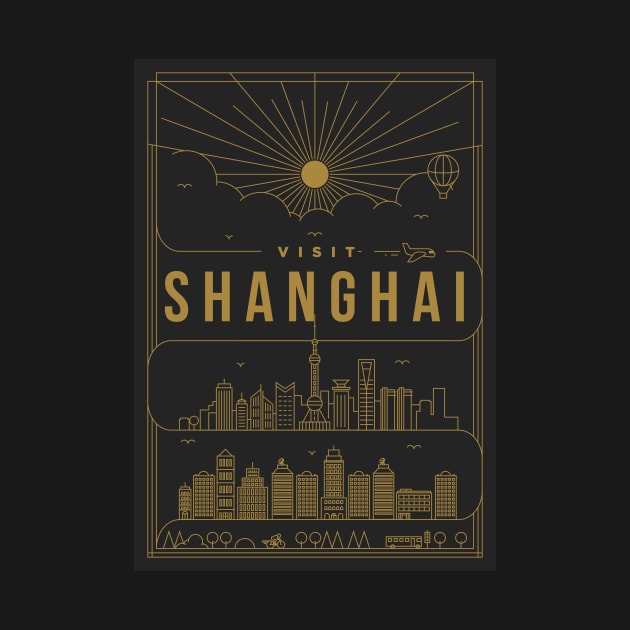 Shanghai Minimal Lineal Poster by kursatunsal