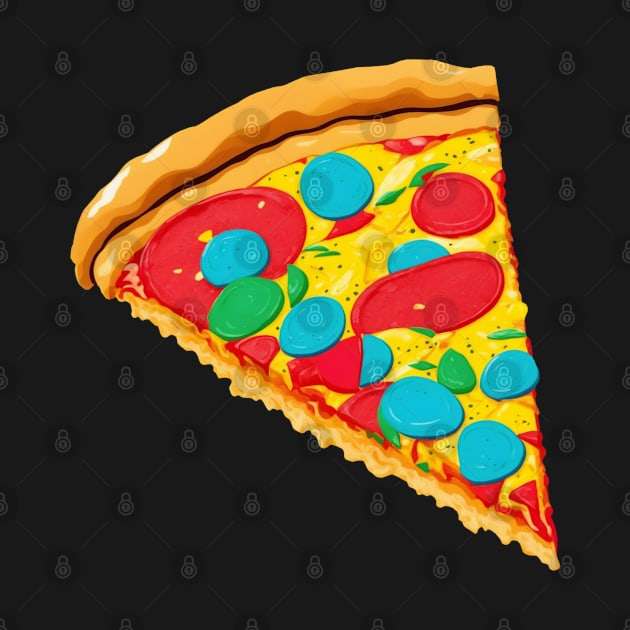 Pizza Slice in Funky Colors by FunkyColorShop