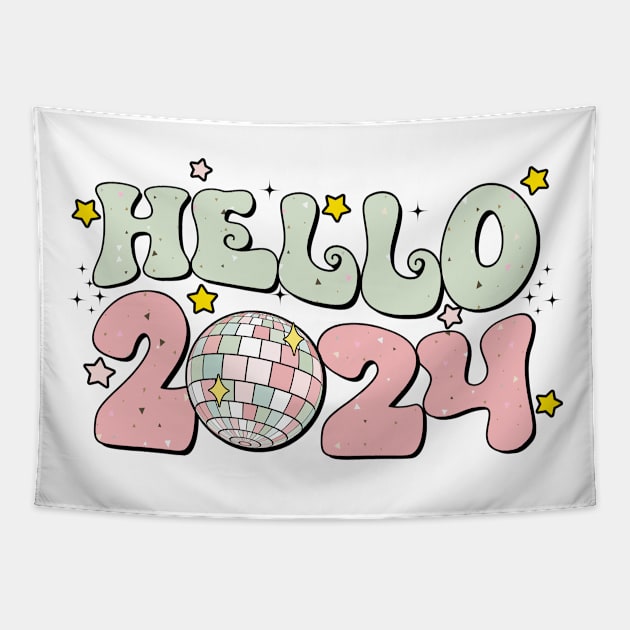 hello 2024 Tapestry by MZeeDesigns