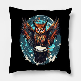 Owl And Drum Pillow