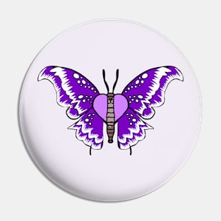 Butterfly purple & white Pin