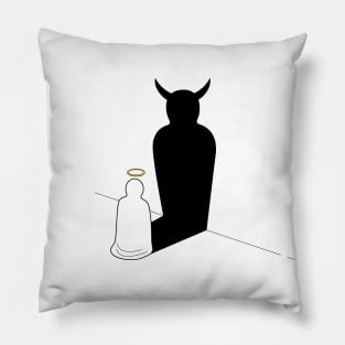 angel and devil cartoon shadow on the wall Pillow