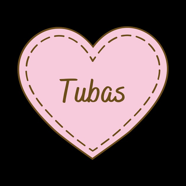 I Love Tubas Simple Heart Design by Word Minimalism