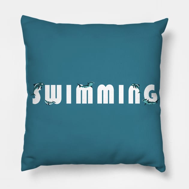 Swimming like dolphins Pillow by Nosa rez