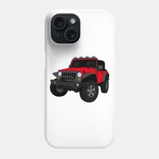 Red Jeep Wrangler Illustration Phone Case