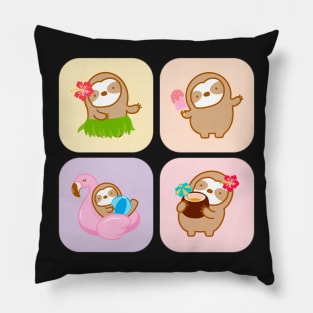 Cute Summer Vacation Sloth Pillow