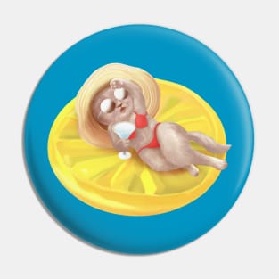 Cat Floating On Lemon Pool Float Pin