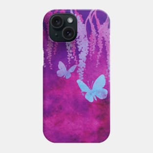 Wisteria and Butterflies Negative Painting Neon Phone Case