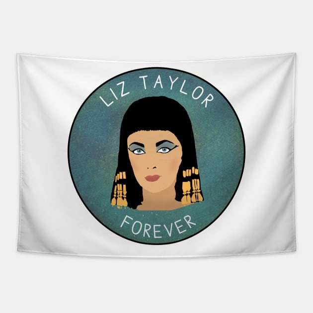 Liz Taylor Forever - Elizabeth Taylor Tribute Design, Textured Blue Background Tapestry by ursoleite