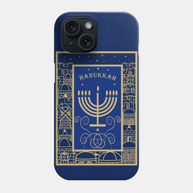 Happy Hanukkah Festival! Jewish Holiday Hanukkah Menorah traditional Chanukah Vintage gold pattern Phone Case by sofiartmedia