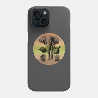 Africa's Big 5 on Retro-style Sunset in Colors of Africa Phone Case