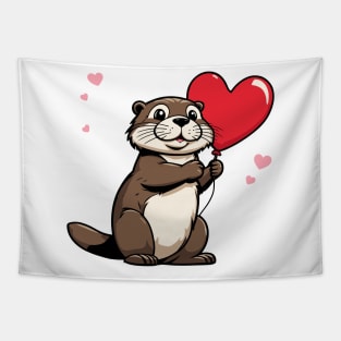 Otter Heart Balloon - Valentines Day Tapestry