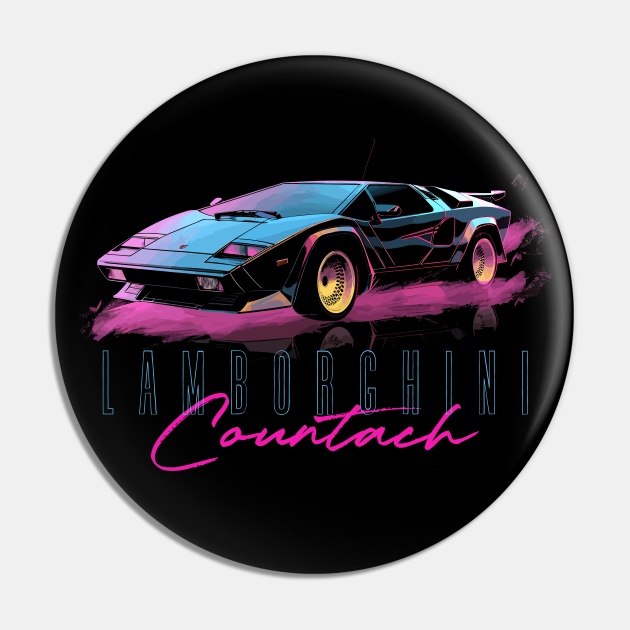 Lamborghini Countach -- Vaporwave Aesthetic Design - Lamborghini - Pin |  TeePublic