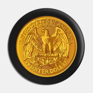 Bald eagle Washington quarter 25 cent GOLD coin Pin