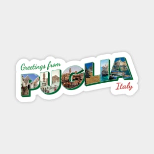 Greetings from Puglia in Italy Vintage style retro souvenir Magnet