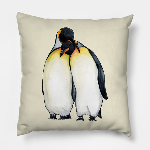 Emperor Penguins Pillow by Heather Dorsch Creations