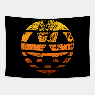 Jack-O-Lantern Retro Sunset (Distressed Version) Tapestry