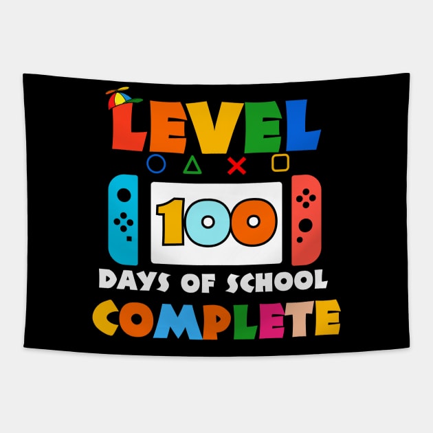 Level 100 Days Of School Complete Game Controller Boys Girls Tapestry by Emouran