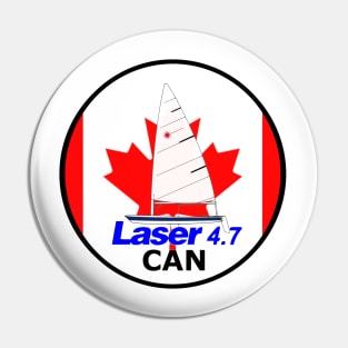 laser class sailboat on flag Canada Pin