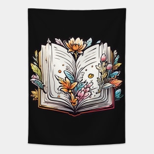 Open Book With Flowers Tapestry