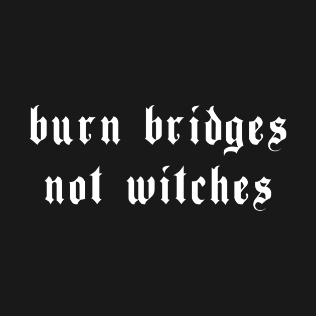 Burn Bridges Not Witches Witchcraft Occult by wbdesignz