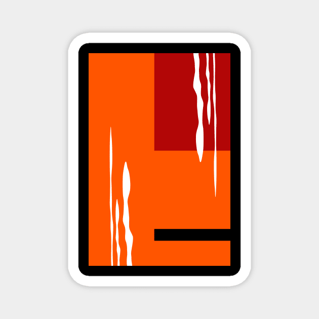 Orange red abstract 1980s retro Magnet by stephenignacio