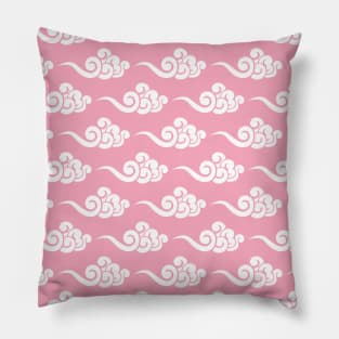 Chinese Clouds Pattern on Pink Background Pillow