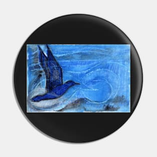 Bird Sailing above Blue Landscape Pin