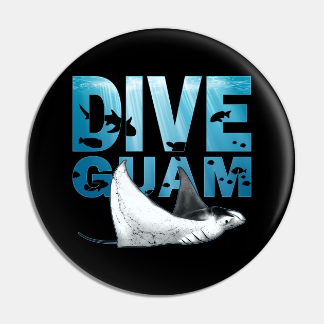 Giant Manta Ray Guam Diving Pin by NicGrayTees