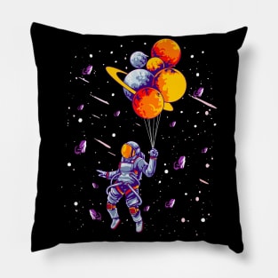 Astronaut Holding Planet Balloons Spaceman Planets Space Pillow