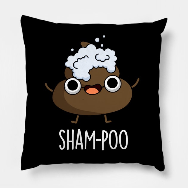 Sham-poo Cute Poop With Shampoo Bubbles Pun Pillow by punnybone