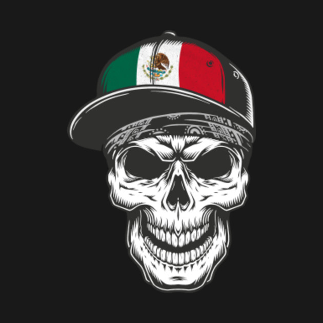 Cool Mexico Patriotic Skull Hat W Mexican Flag